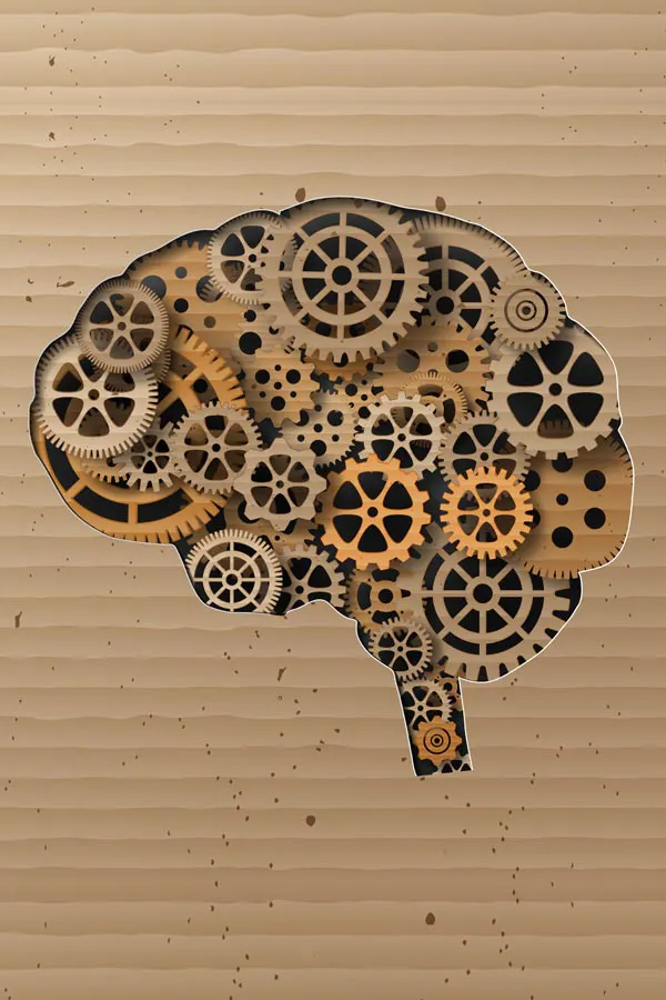 Brain-Fog-Treatment Stylized image of a brain made of gears, representing the cognitive restoration offered through brain fog treatments by Markham Natural Health Centre in Greater Toronto.